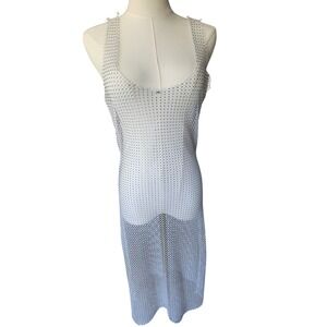 Rhinestone Mesh Sleeveless Dress Cover Up Party Club Festival Rave